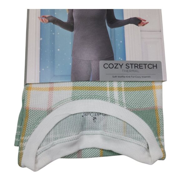 Cuddl Duds Womens Long Sleeve Crew Cozy Stretch Thermal Small Plaid Green - Picture 3 of 8